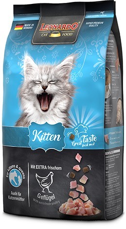 LEONARDO KITTEN Classic line Ξηρά τροφή για γατάκια έως 1 έτους και για μητέρες, με φρέσκο ψαχνό κρέας κοτόπουλου 1,8kg